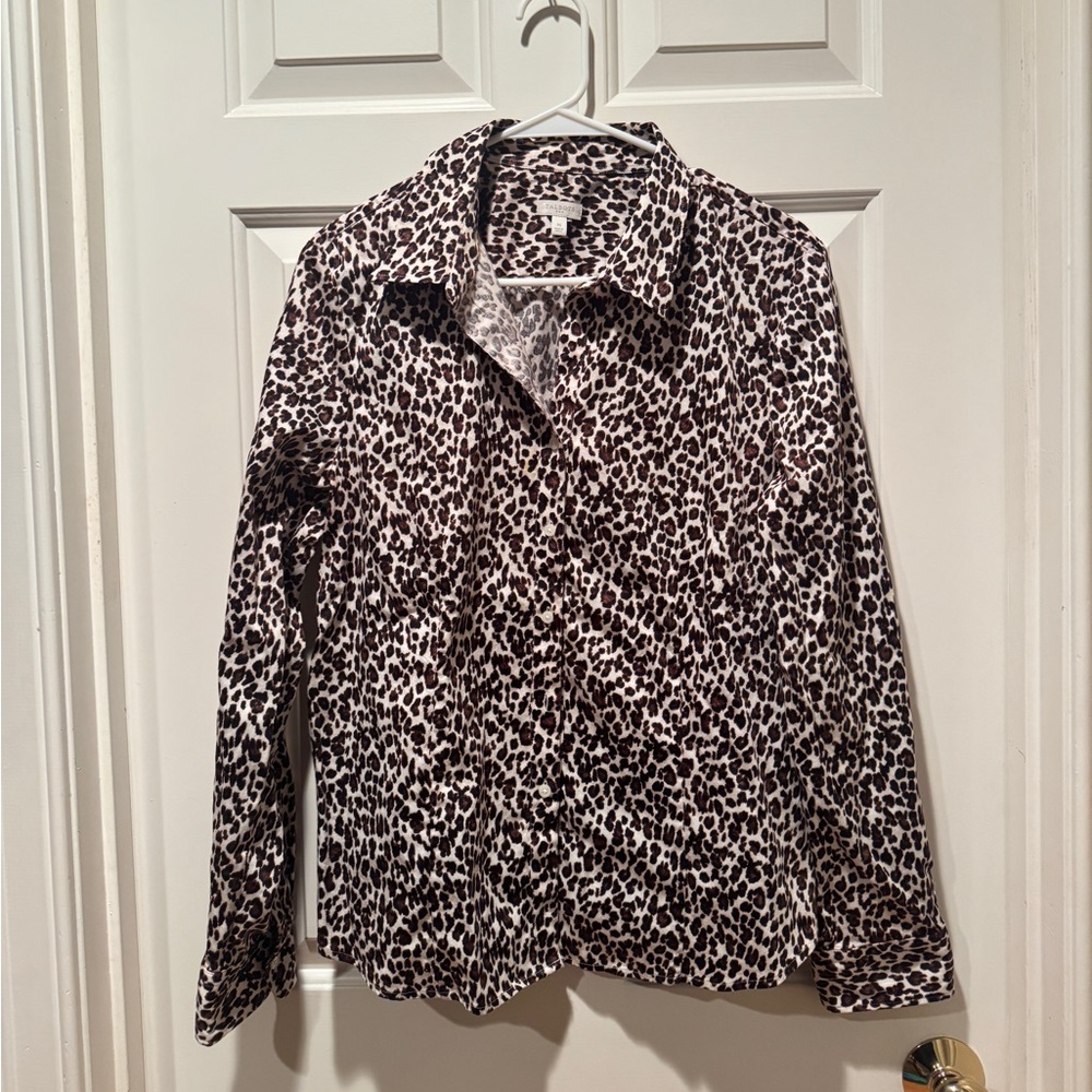 Talbots Animal Print Button Down Top